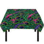 Boho Peacock Feather Pattern Print Tablecloth