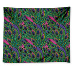Boho Peacock Feather Pattern Print Tapestry