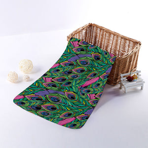 Boho Peacock Feather Pattern Print Towel