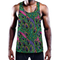 Boho Peacock Feather Pattern Print Men's Workout Tank Top