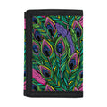 Boho Peacock Feather Pattern Print Trifold Wallet