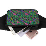 Boho Peacock Feather Pattern Print Waist Bag