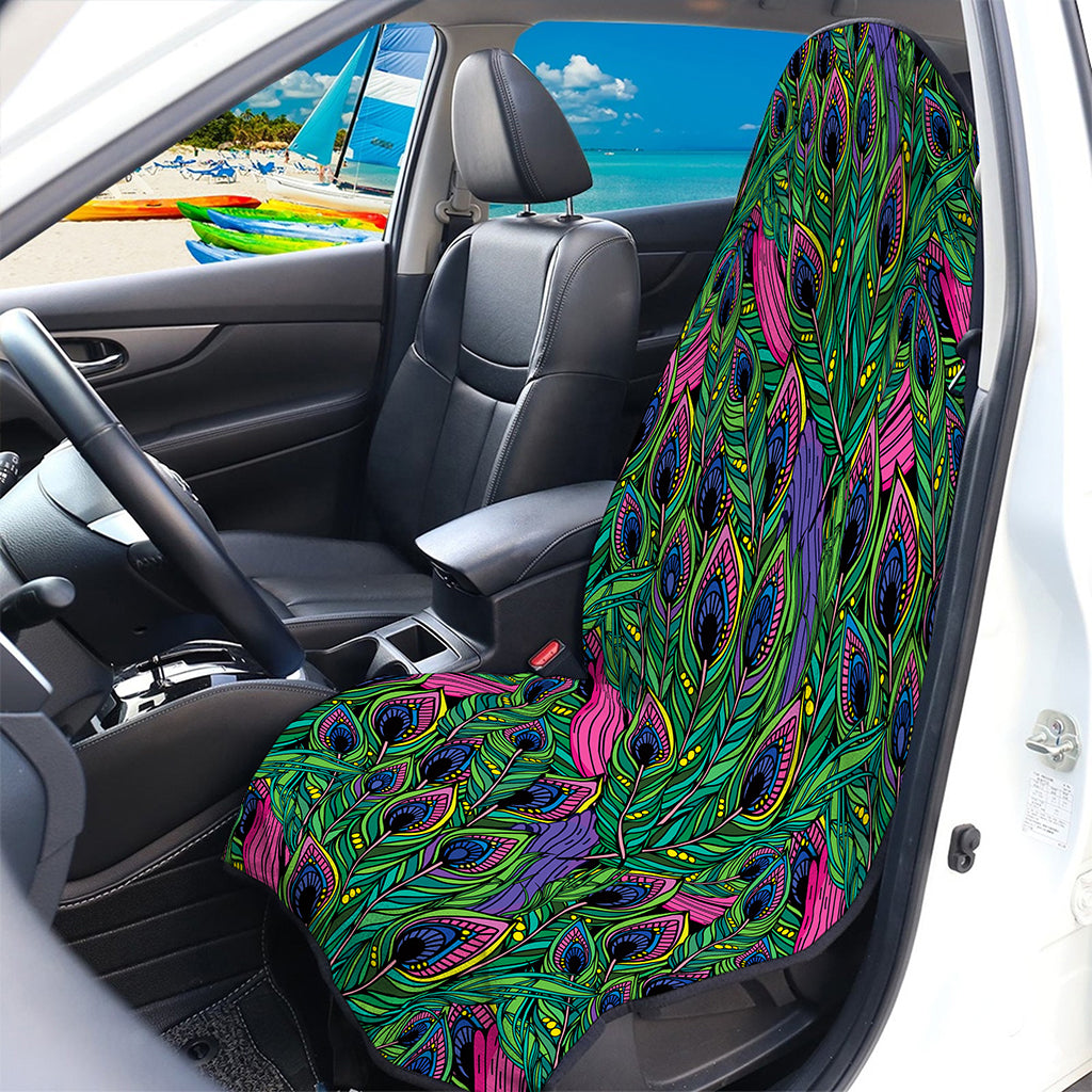 Boho Peacock Feather Pattern Print Waterproof Car Seat Cover