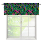 Boho Peacock Feather Pattern Print Window Valance