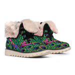 Boho Peacock Feather Pattern Print Winter Boots