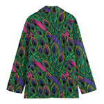 Boho Peacock Feather Pattern Print Women's Blazer