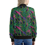 Boho Peacock Feather Pattern Print Women's Bomber Jacket