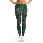 Boho Peacock Feather Pattern Print Women's Leggings