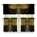 Boho Spiritual Dragonfly Print 3 Piece Kitchen Curtains