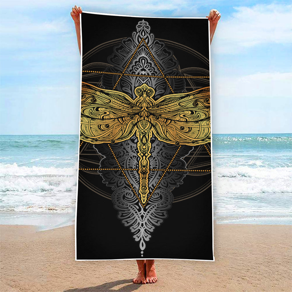 Boho Spiritual Dragonfly Print Beach Towel