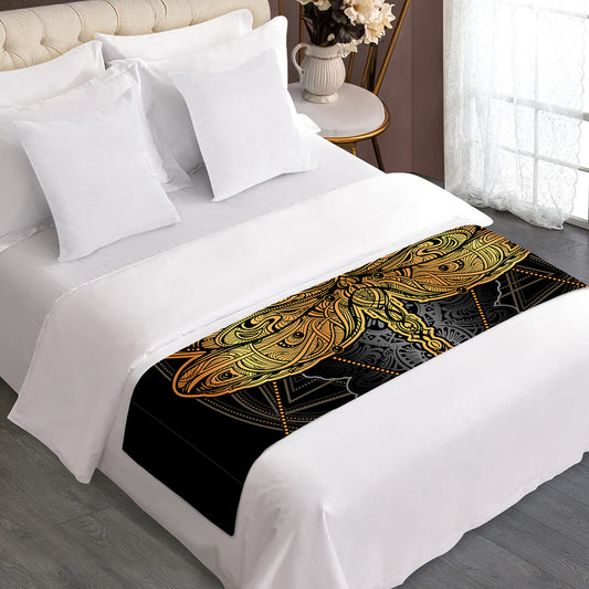 Boho Spiritual Dragonfly Print Bed Runner