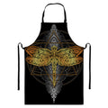 Boho Spiritual Dragonfly Print Bib Apron With Pocket