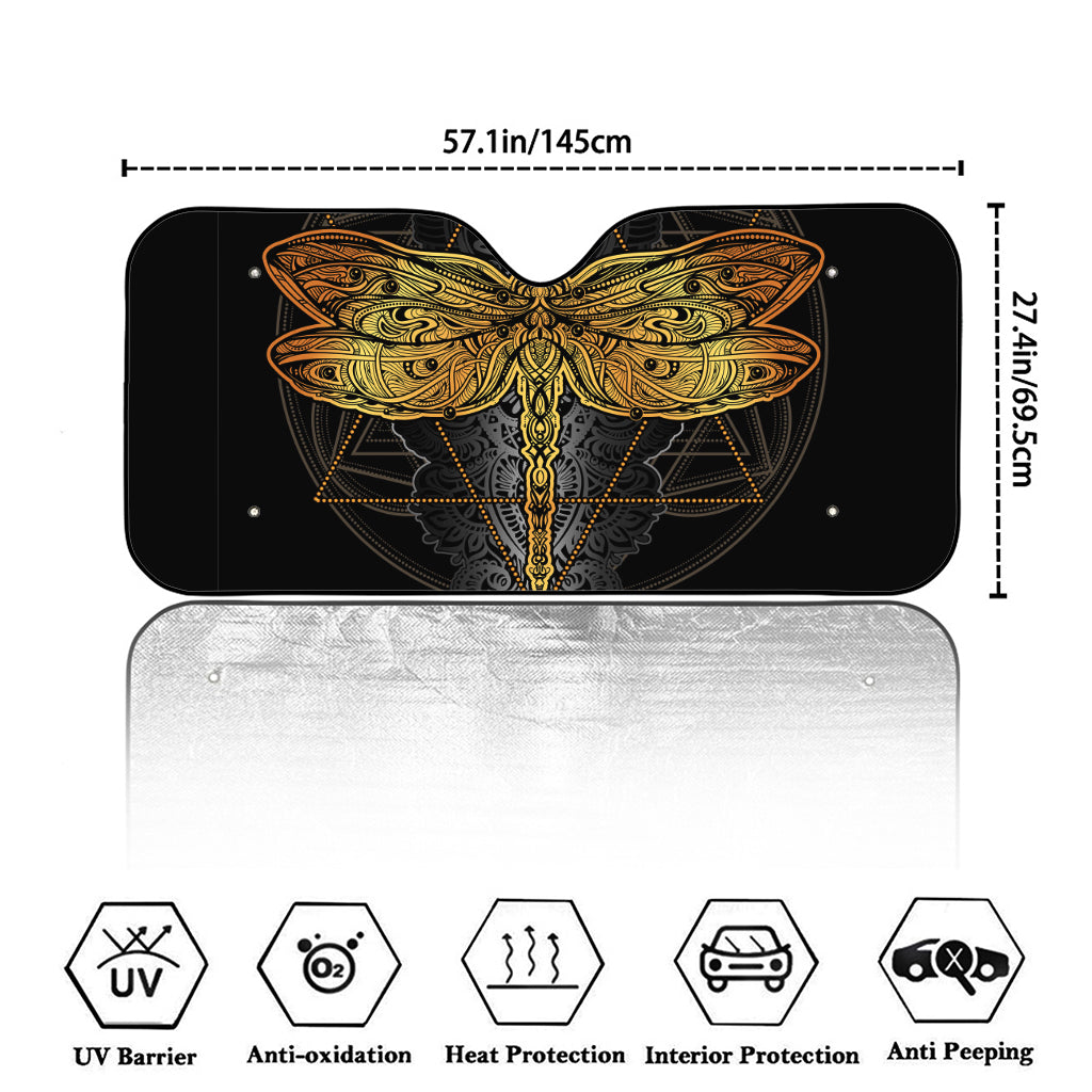 Boho Spiritual Dragonfly Print Car Windshield Sun Shade