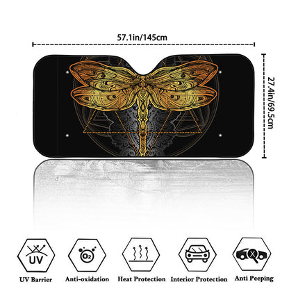 Boho Spiritual Dragonfly Print Car Windshield Sun Shade
