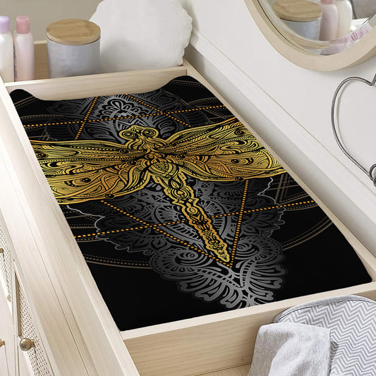 Boho Spiritual Dragonfly Print Changing Pad Cover