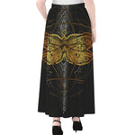 Boho Spiritual Dragonfly Print Chiffon Maxi Skirt