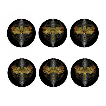 Boho Spiritual Dragonfly Print Coaster Set