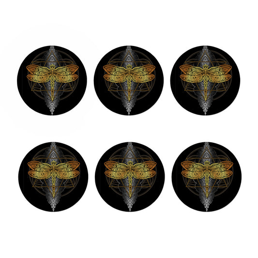 Boho Spiritual Dragonfly Print Coaster Set