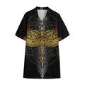 Boho Spiritual Dragonfly Print Cotton Hawaiian Shirt