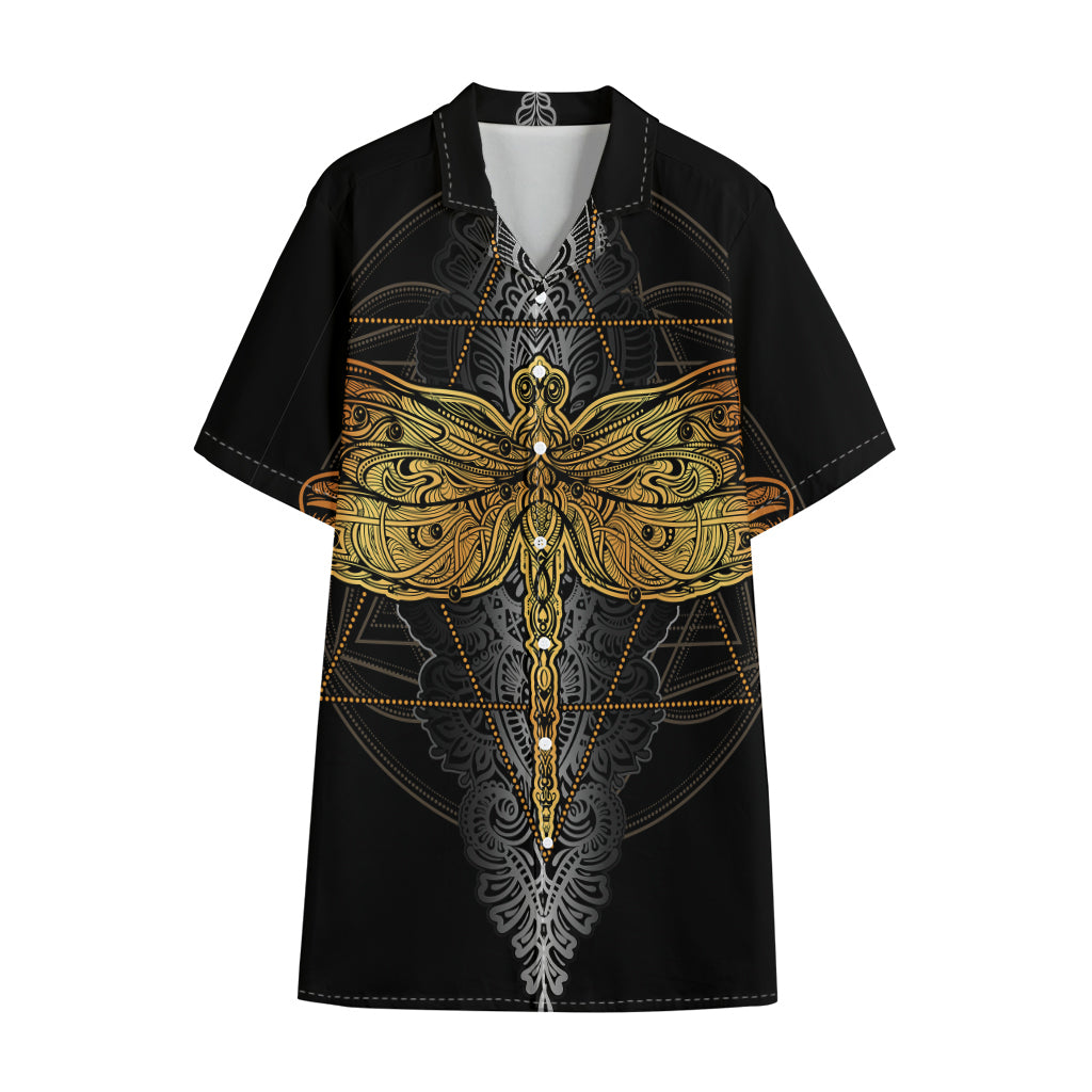 Boho Spiritual Dragonfly Print Cotton Hawaiian Shirt