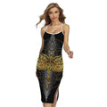 Boho Spiritual Dragonfly Print Cross Back Cami Dress