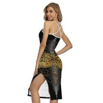 Boho Spiritual Dragonfly Print Cross Back Cami Dress