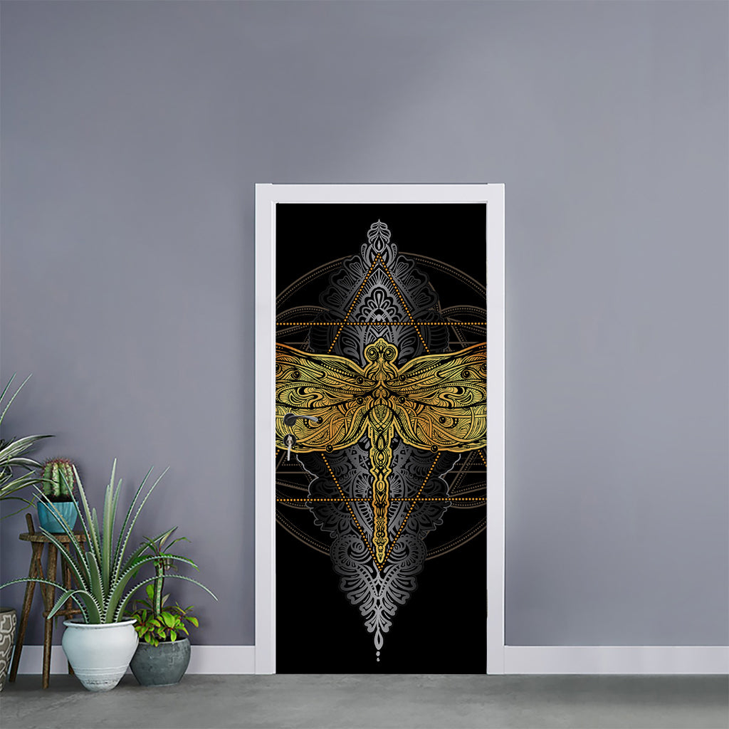 Boho Spiritual Dragonfly Print Door Sticker