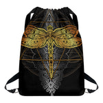 Boho Spiritual Dragonfly Print Drawstring Backpack