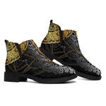 Boho Spiritual Dragonfly Print Flat Ankle Boots