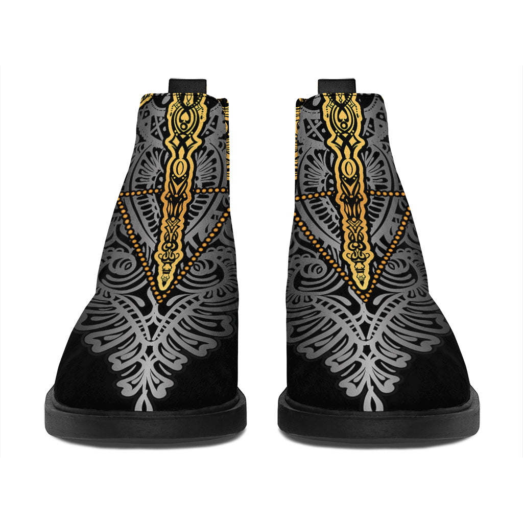Boho Spiritual Dragonfly Print Flat Ankle Boots