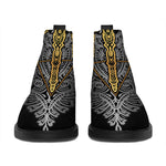 Boho Spiritual Dragonfly Print Flat Ankle Boots