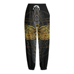 Boho Spiritual Dragonfly Print Fleece Lined Knit Pants