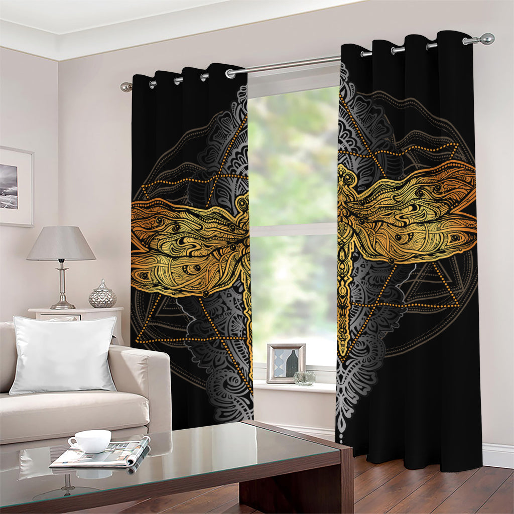 Boho Spiritual Dragonfly Print Grommet Curtains