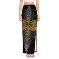 Boho Spiritual Dragonfly Print High Slit Maxi Skirt