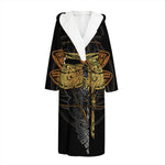 Boho Spiritual Dragonfly Print Hooded Bathrobe