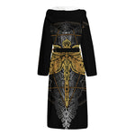 Boho Spiritual Dragonfly Print Hooded Bathrobe