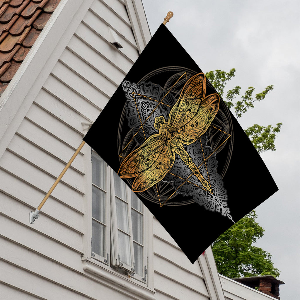 Boho Spiritual Dragonfly Print House Flag