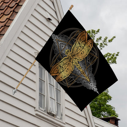 Boho Spiritual Dragonfly Print House Flag