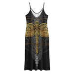 Boho Spiritual Dragonfly Print Jersey Midi Cami Dress