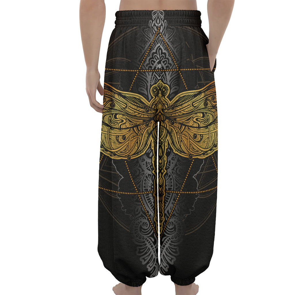 Boho Spiritual Dragonfly Print Lantern Pants