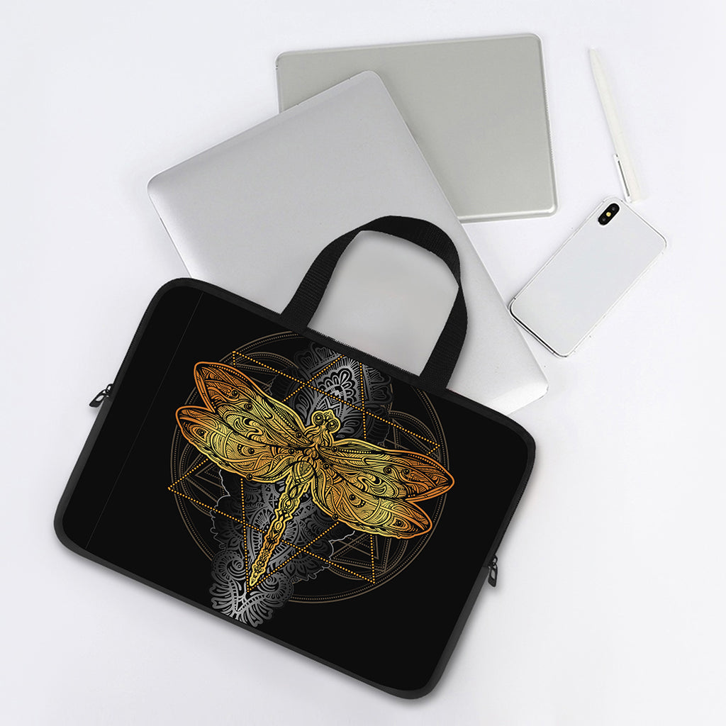 Boho Spiritual Dragonfly Print Laptop Sleeve With Handle