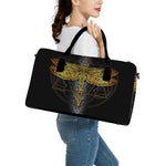 Boho Spiritual Dragonfly Print Leather Duffle Bag