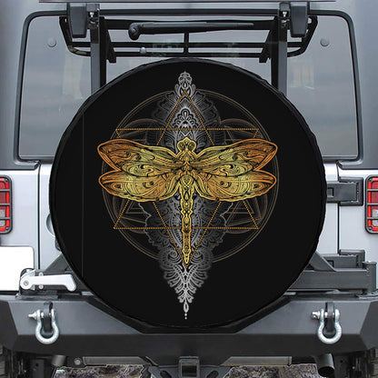 Boho Spiritual Dragonfly Print Leather Spare Tire Cover
