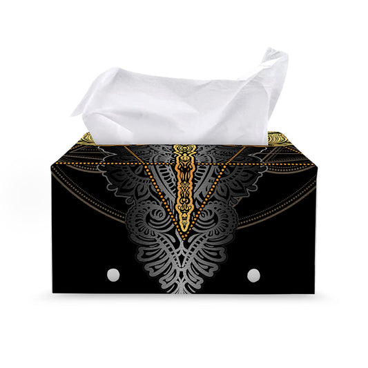 Boho Spiritual Dragonfly Print Leather Tissue Box Cover