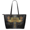 Boho Spiritual Dragonfly Print Leather Tote Bag