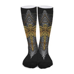 Boho Spiritual Dragonfly Print Long Socks