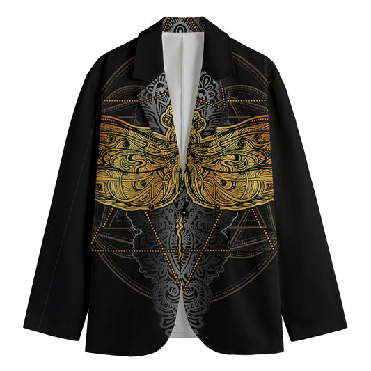 Boho Spiritual Dragonfly Print Men's Blazer