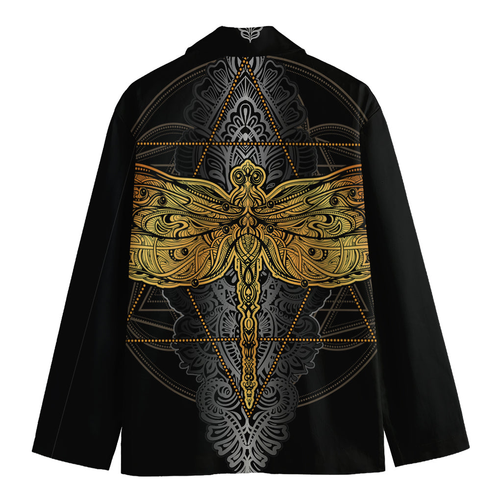 Boho Spiritual Dragonfly Print Men's Cotton Blazer