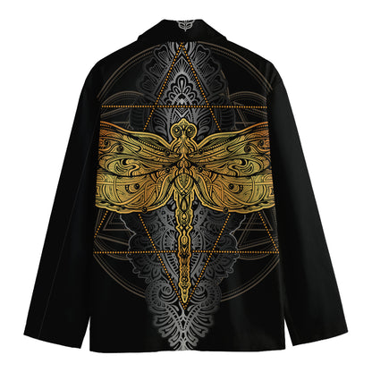 Boho Spiritual Dragonfly Print Men's Cotton Blazer