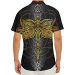 Boho Spiritual Dragonfly Print Men's Deep V-Neck Shirt